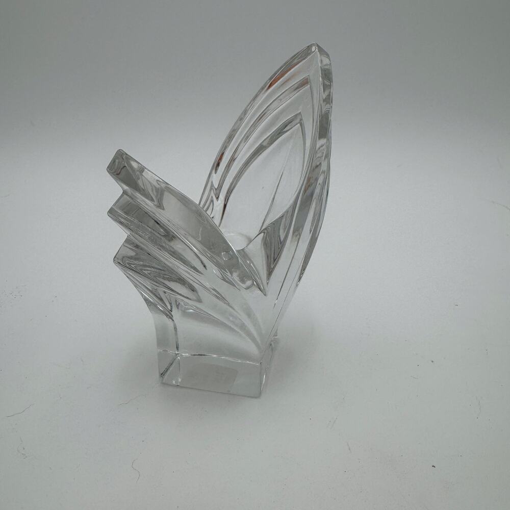 Vintage Single Light Candlestick Holder 5" Mikasa Deco Lead Crystal